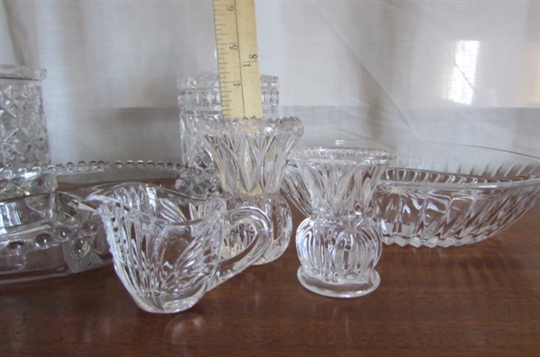 VINTAGE PRESSED GLASS DIVIDED PLATES & MORE
