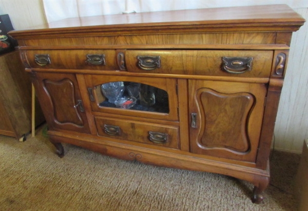 ANTIQUE SOLID WOOD BUFFET - DOVETAIL DRAWERS - CONTENTS NOT INCLUDED