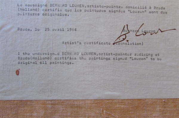 ORIGINAL OIL ON CANVAS FROM BELGIAN ARTIST 'BERNARD LOUREN' 1964