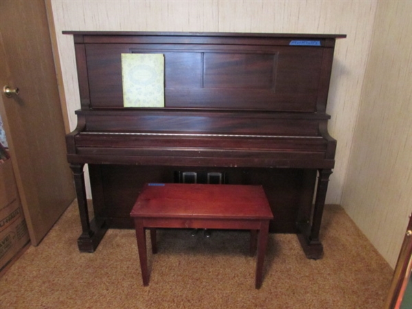 SCHAEFFER SYMPHONOLA PLAYER PIANO & PIANO BENCH