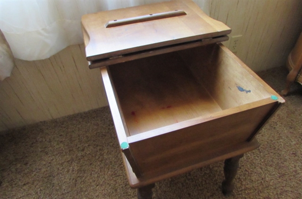 WOOD SIDE TABLE WITH STORAGE