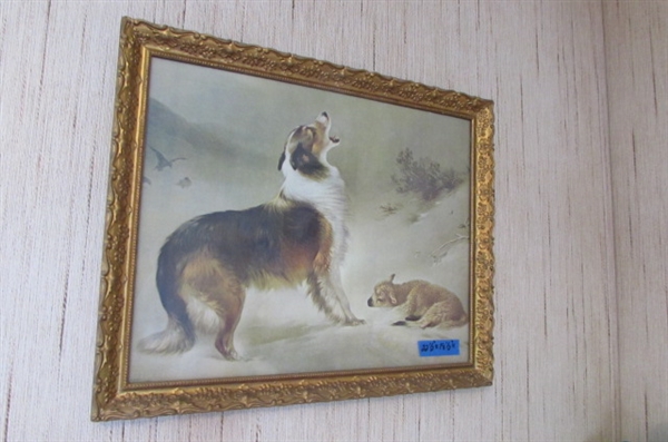 'FOUND' LASSIE & LAMB FRAMED LITHOGRAPH