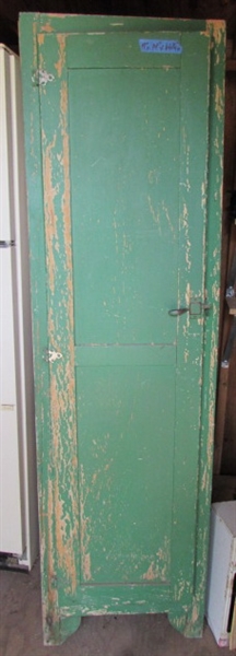 OLD FARMHOUSE PANTRY CABINET WITH CANNING SUPPLIES