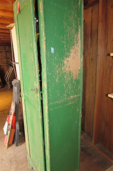 OLD FARMHOUSE PANTRY CABINET WITH CANNING SUPPLIES