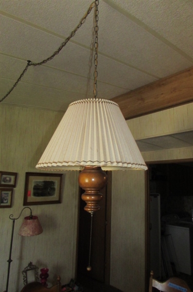 VINTAGE HANGING LIGHT WITH PLEATED SHADE