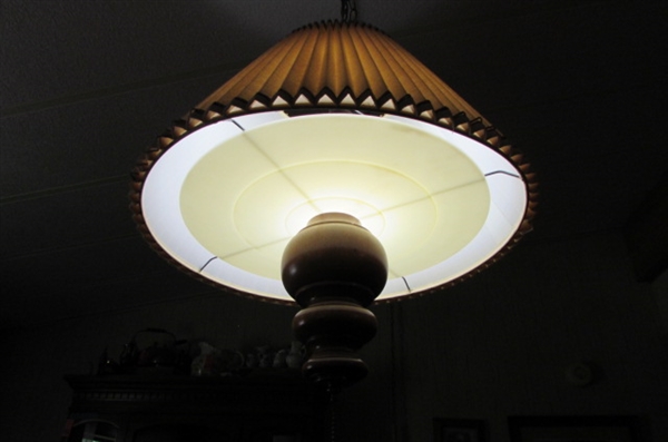 VINTAGE HANGING LIGHT WITH PLEATED SHADE