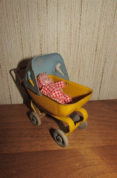 ANTIQUE & MODERN MINIATURE BABY DOLLS AND CARRIAGES