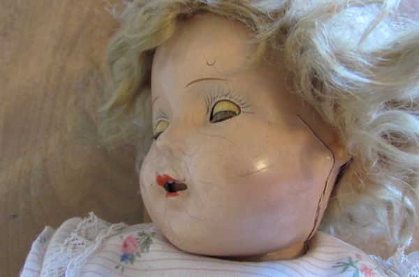 ANTIQUE COMPOSITE DOLL - OPEN MOUTH WITH TEETH