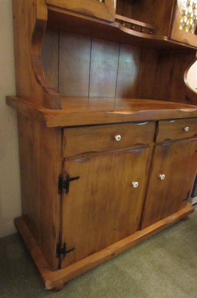 STUNNING SOLID MAPLE HUTCH WITH BOTTOM STORAGE - MATCHES 'BAR' HUTCH IN LOT #46