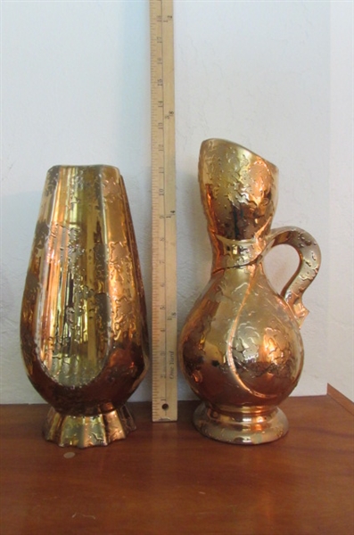2 - 24KT GOLD PAINTED VASES