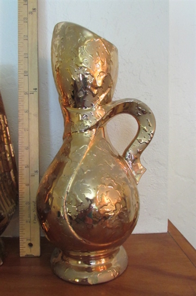 2 - 24KT GOLD PAINTED VASES