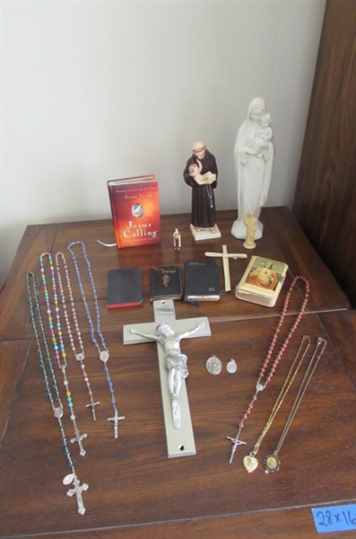 ROSARIES, DEVOTIONAL, POCKET BIBLES & STATUES