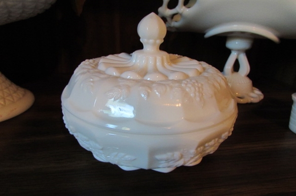 COLLECTION OF MILK GLASS ITEMS