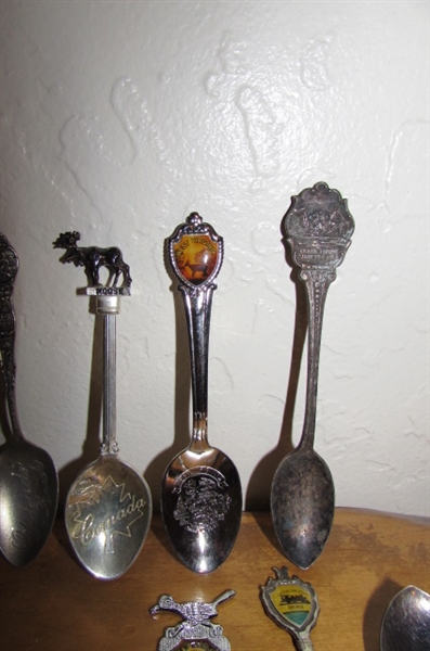 LARGE COLLECTION OF SOUVENIR SPOONS & BABY UTENSILS