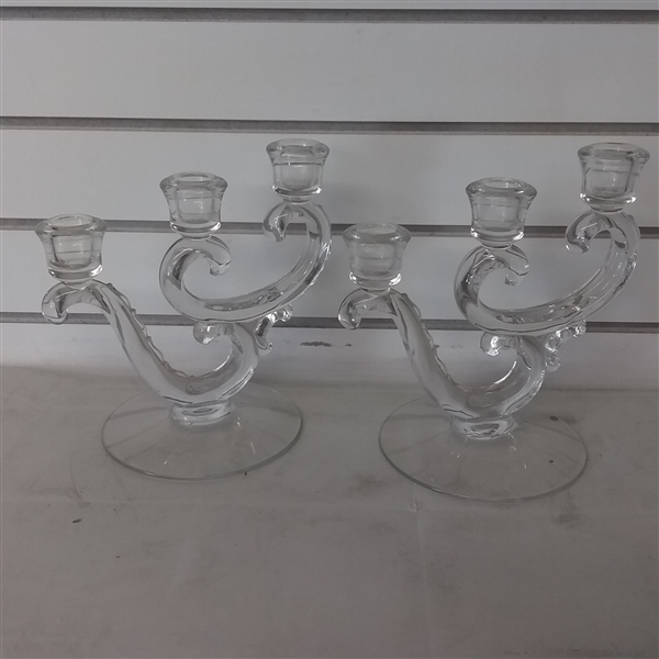 CANDLESTICKS, BUGLE, AND JEWELRY BOX