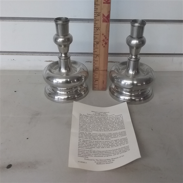 CANDLESTICKS, BUGLE, AND JEWELRY BOX