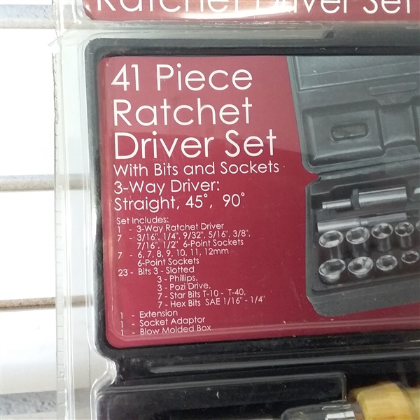 41 PIECE RATCHET DRIVER SET, CRAFTSMAN SOCKETS AND MORE