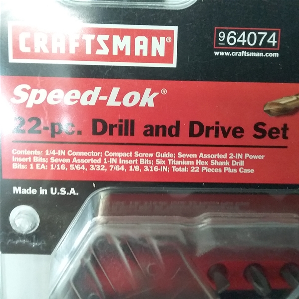 CRAFTSMAN 22 PC SPEED-LOK DRILL AND DRIVE SET & 4 DISC SANDER