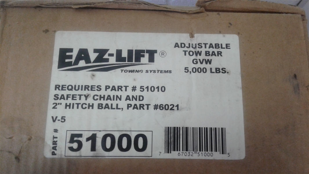 EAZ-LIFT ADJUSTABLE TOW BAR SAFETY CHAIN AND 2HITCH BALL