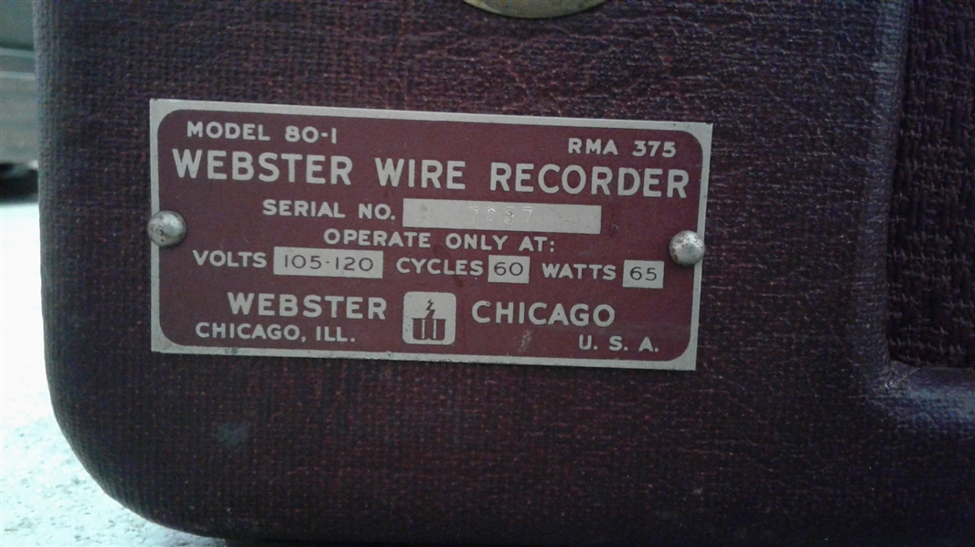 VINTAGE WEBSTER CHICAGO REEL TO REEL TAPE RECORDER