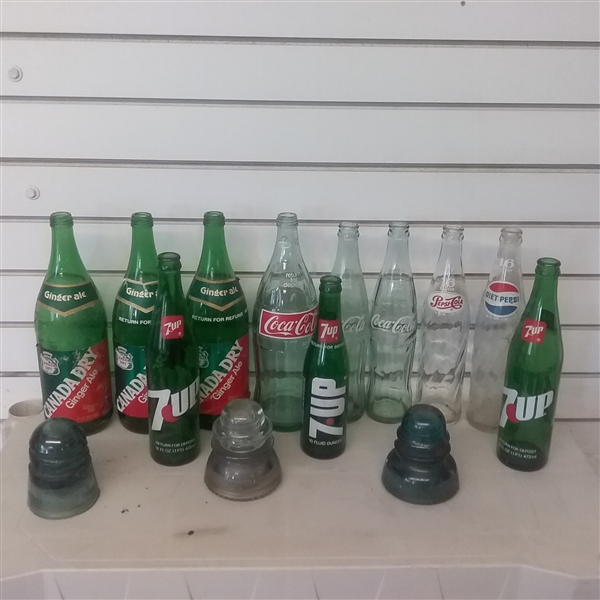 OLDER SODA BOTTLES & INSULATORS 