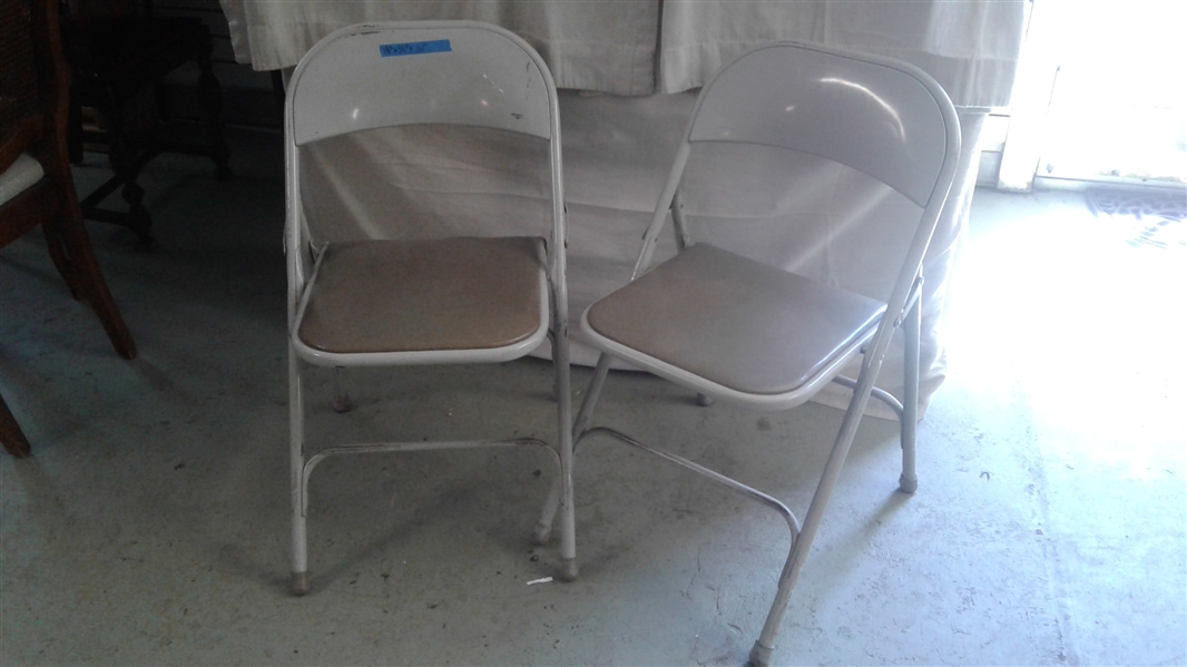 2 DRAWER METAL FILING CABINET, 2 FOLDING CHAIRS, AND PAPER SHREDDER