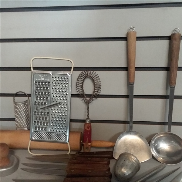 VINTAGE UTENSILS,  COOKIE CUTTERS, ROLLING PINS & MORE