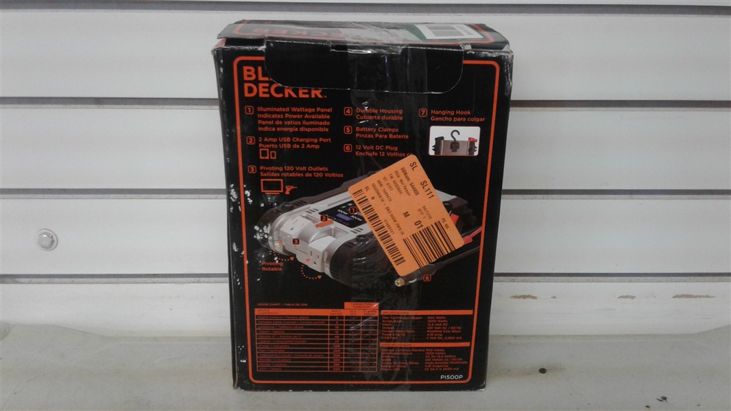 BLACK & DECKER 500 WATT POWER INVERTER WITH USB PORTS