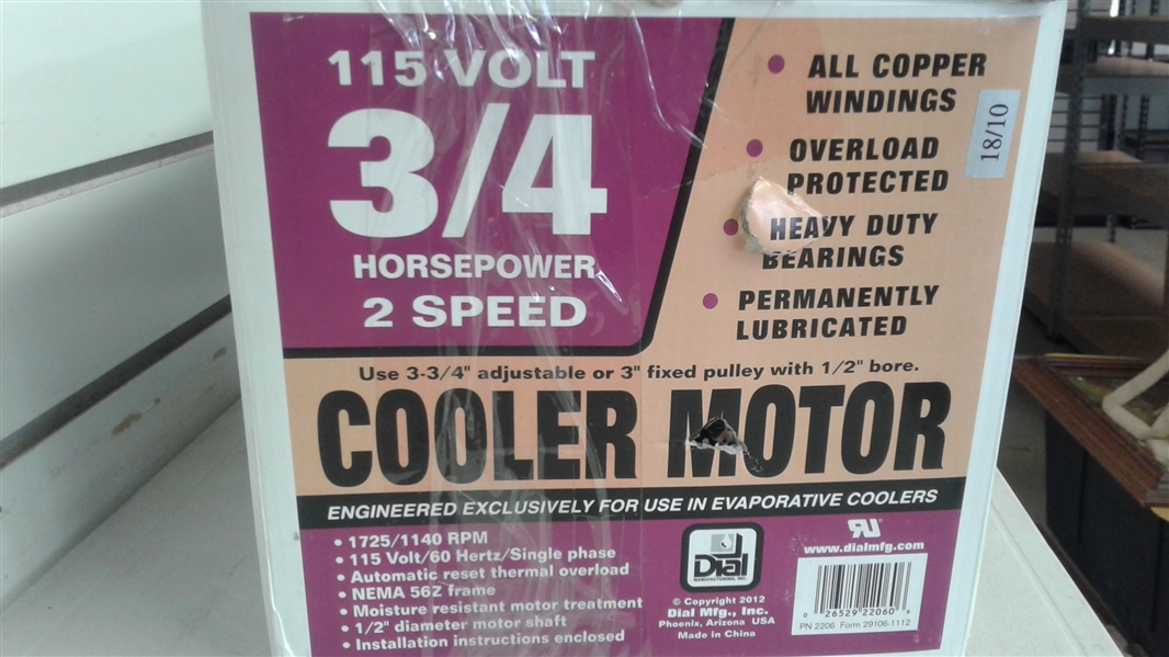 EVAPORATIVE COOLER MOTOR 3/4 HP 2 SPEED
