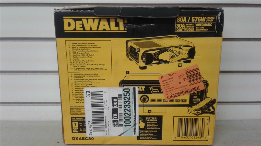 DEWALT BATTERY CHARGER AND MAINTAINER