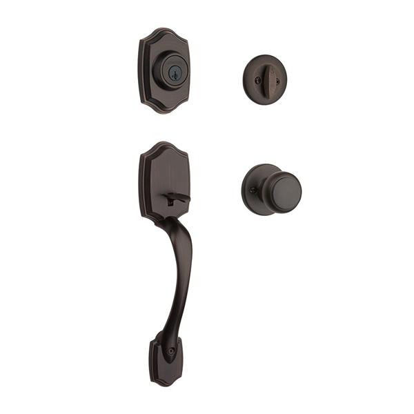 KWIKSET BELLEVIEW SINGLE CYLINDER DOOR HANDLESET WITH COVE DOOR KNOB FEATURING SMARTKEY SECURITY