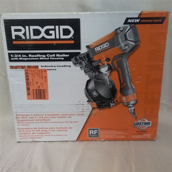 RIDGID ROOFING COIL NAILER WITH MAGNESIUM METAL  HOUSING 