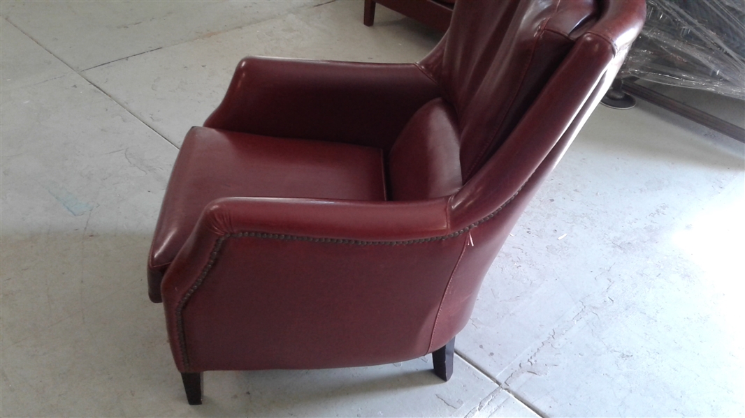 ZOCALO RED LEATHER CLUB CHAIR MATCHES LOT #33