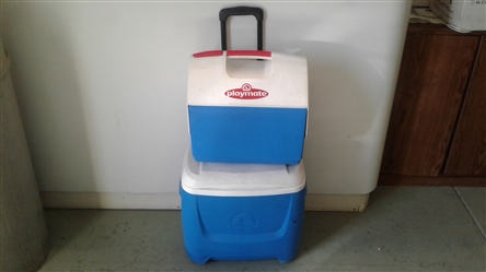 IGLOO PLAYMATE ICE CHEST AND ROLLING IGLOO ICE CHEST 