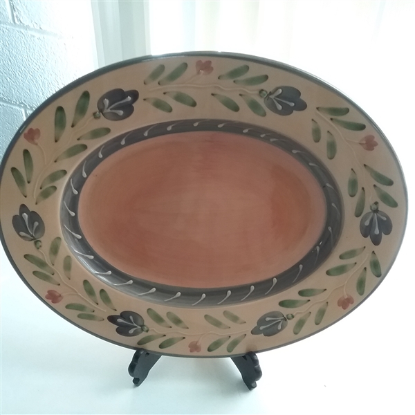 2 HAND PAINTED SERVING PLATTERS 
