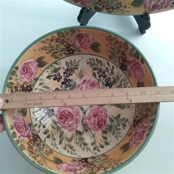 FRENCH GARDEN HAND PAINTED BOWL AND PLATTER