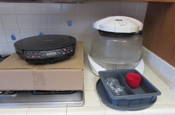 FLAVORWAVE DELUXE OVEN, NEW NUWAVE INDUCTION COOKTOP, & SILICONE BAKEWARE