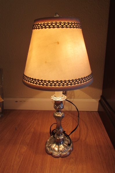 BRASS STIFFEL TABLE LAMP/WALL DECOR/ FLORAL BUNCHES/BASKET & SMALL TABLE LAMP