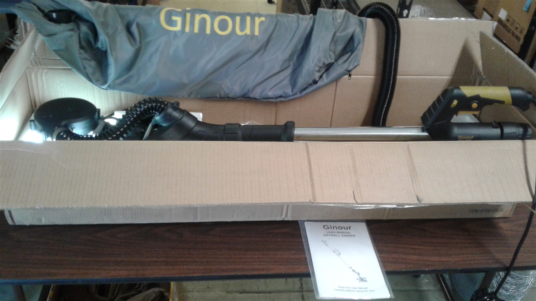 GINOUR 360° DRY WALL SANDER WITH VACUUM ATTACHMENT, VARIABLE SPEED AND LED LIGHT