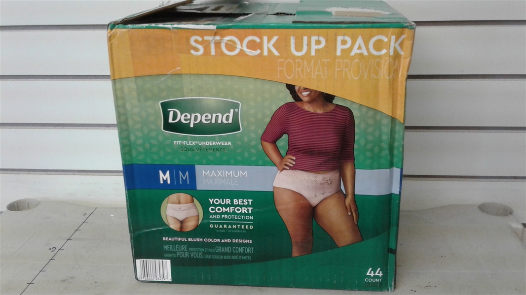 DEPEND FIT FLEX UNDERWEAR SIZE M WOMEN 44 CT