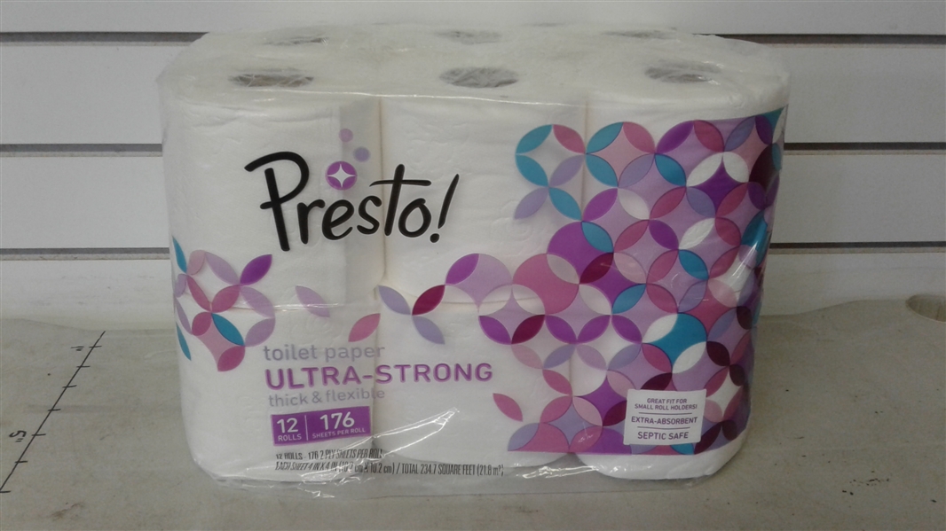 PRESTO ULTRA STRONG 2 PLY TOILET PAPER 12 ROLLS
