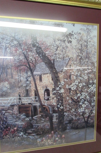 'OLD MILL' MATTED & FRAMED PRINT UNDER GLASS