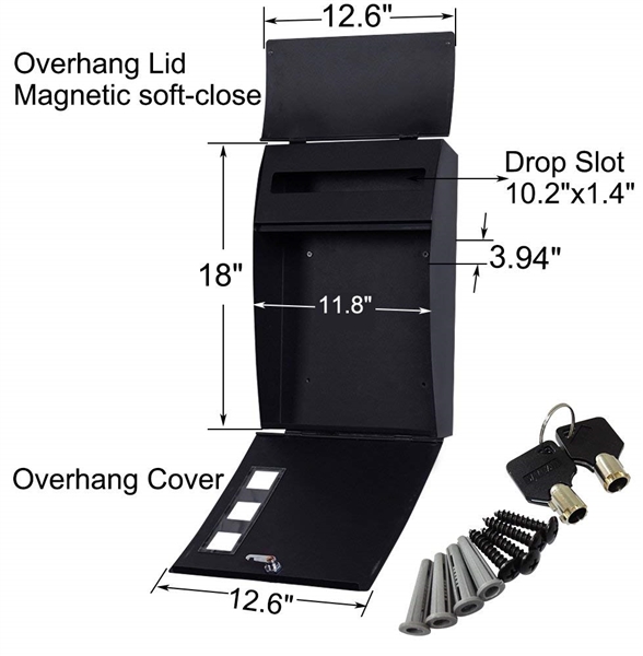 AMAGABELI VERTICAL LOCKING WALL MOUNT MAILBOX WITH KEYS