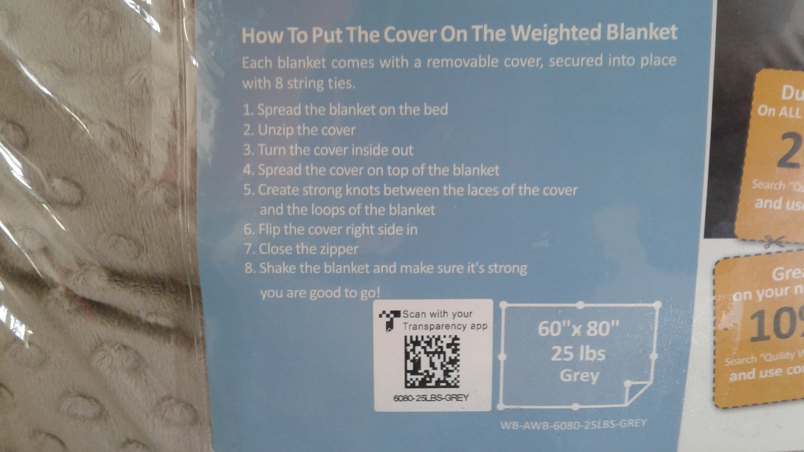 Lot Detail - QUILITY QUEEN WEIGHTED BLANKET 25LBS WITH REMOVABLE MINKYCOVER