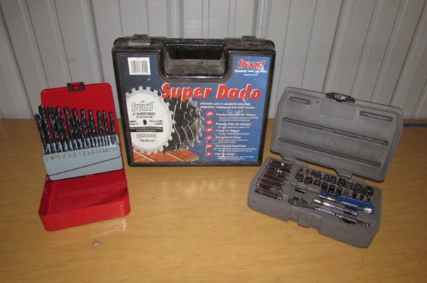 FREUD SUPER DADO BLADE, KOBALT SOCKETS & DRILL BIT SET