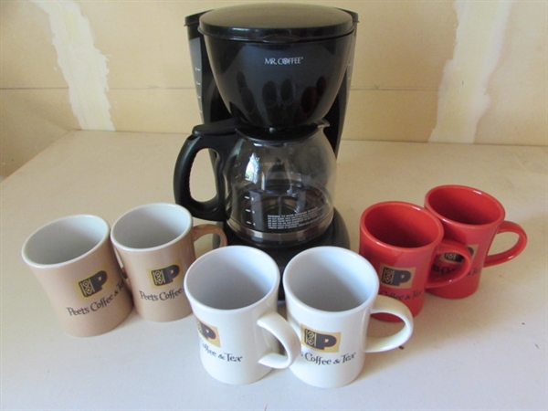 MR. COFFEE COFFEE MAKER & PEETS COFFEE MUGS