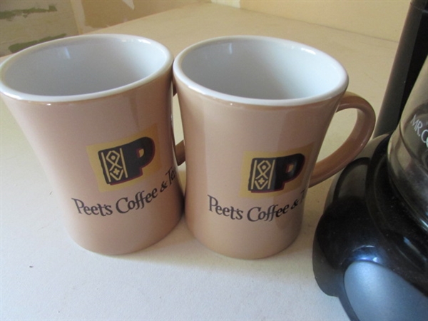 MR. COFFEE COFFEE MAKER & PEETS COFFEE MUGS