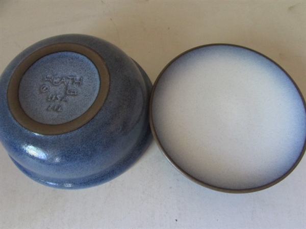 SOUP BOWLS, SMALL CASSEROLE & SALT & PEPPER SHAKERS