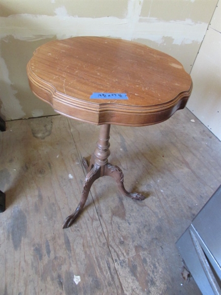 ANTIQUE CLAWFOOT SIDE TABLE & MORE