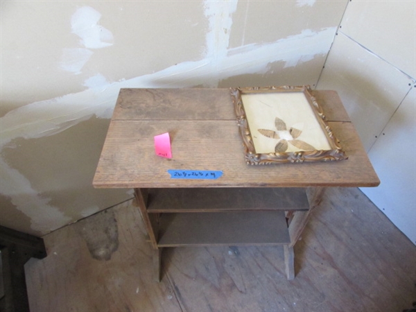 VINTAGE WOODEN TABLE WITH SHELVES